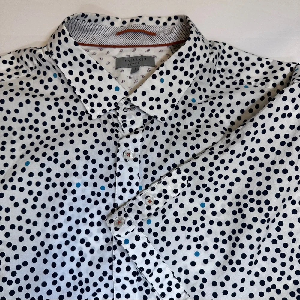 Ted‎ Baker Black and White Polka Dot Men's Shirt Short Sleeve Button Down 3XL